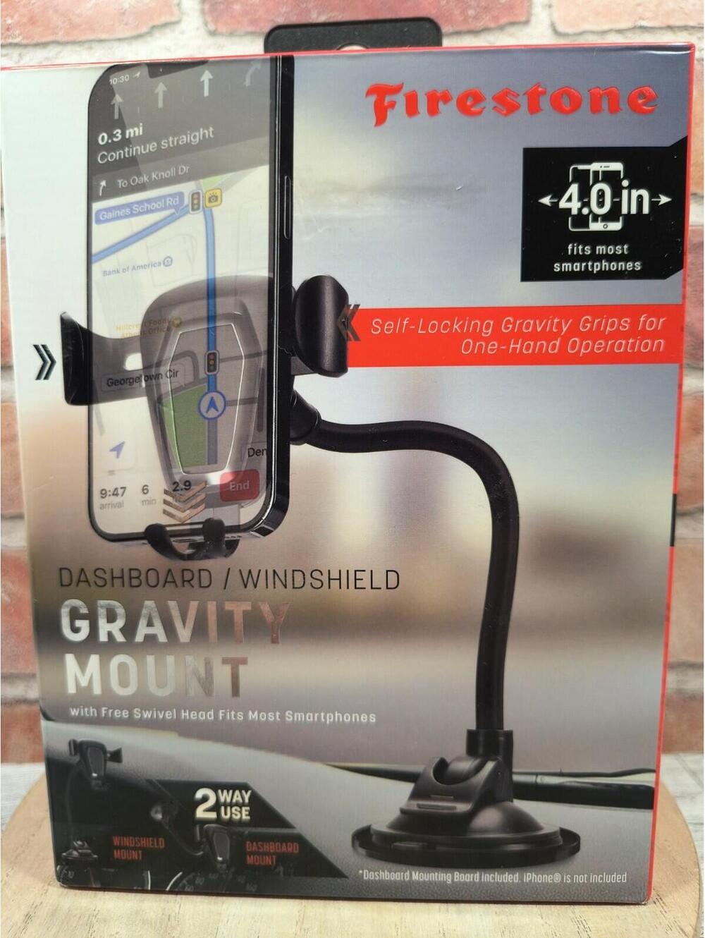 Firestone Gravity Mount Dashboard Windshield Phone Holder Self Lock New Sealed